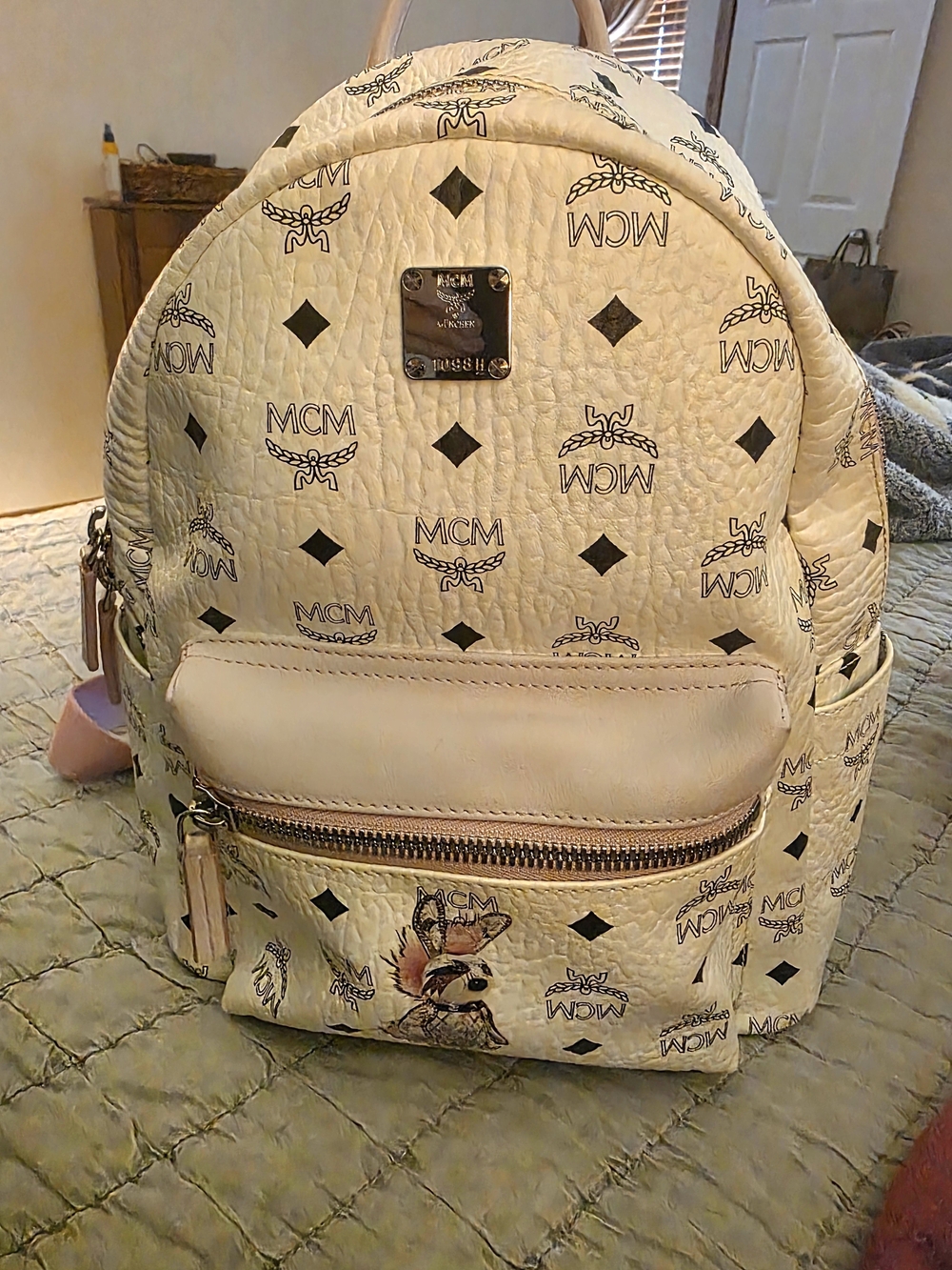 MCM Cream&Pink Limited Edition Backpack/ PUNK ROCK RABBIT